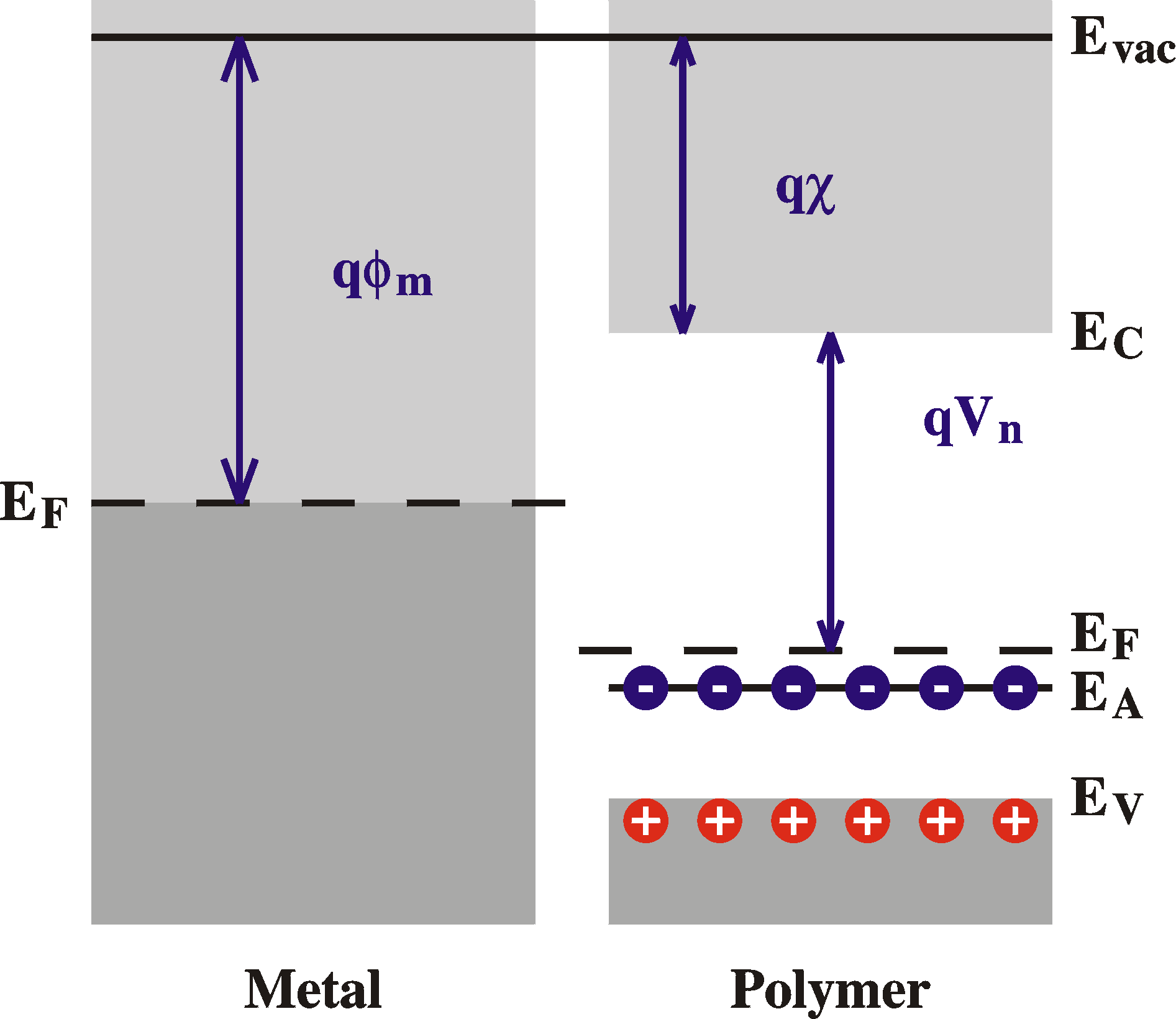 Schottky barrier before
                contact