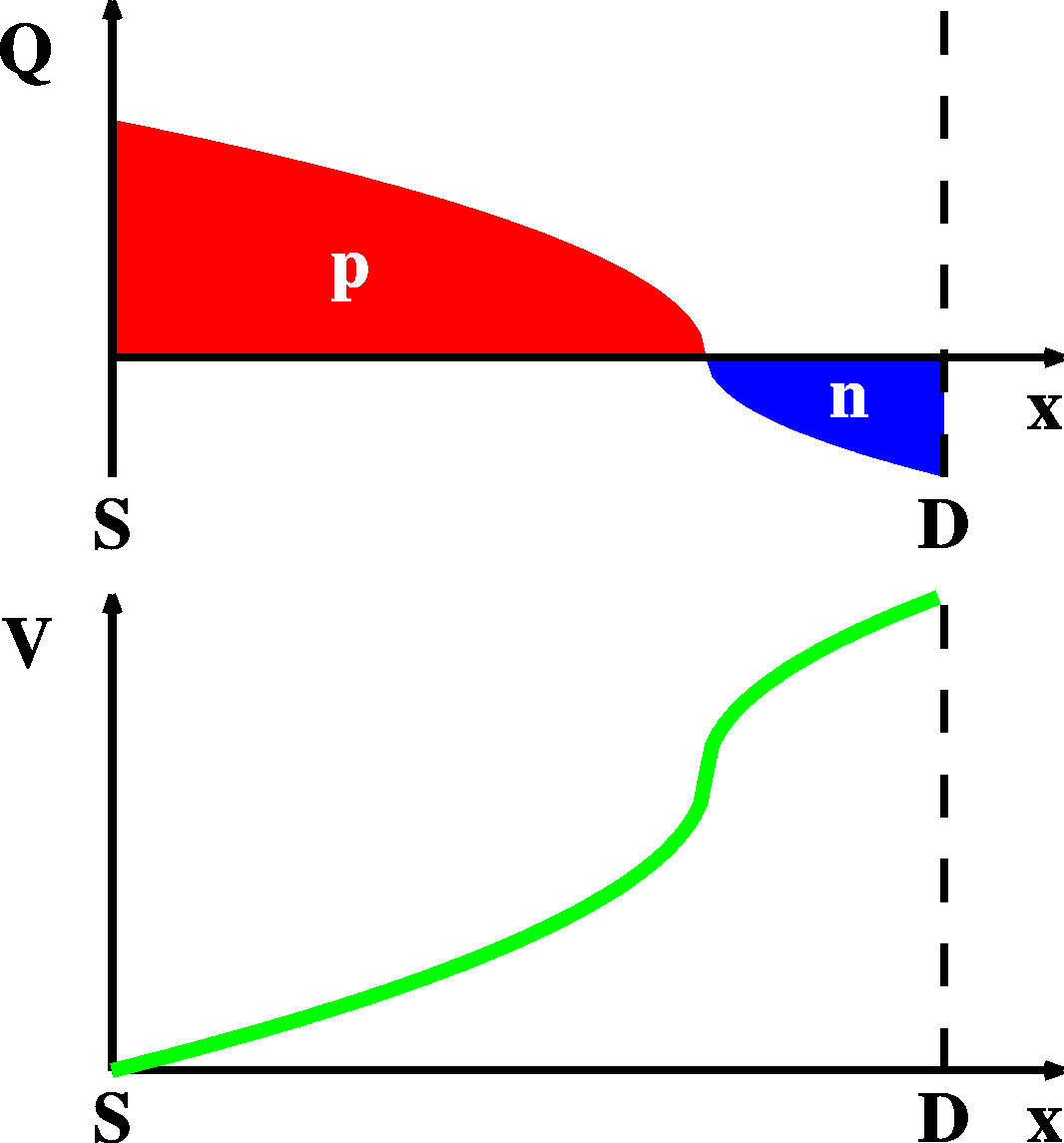 Charge and
              Potential in Ambipolar TFT